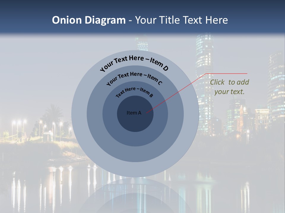 A City At Night With The Lights Of Skyscrapers Reflected In The Water PowerPoint Template