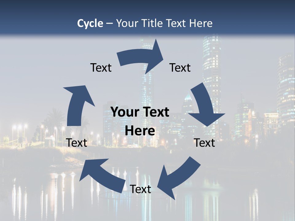 A City At Night With The Lights Of Skyscrapers Reflected In The Water PowerPoint Template