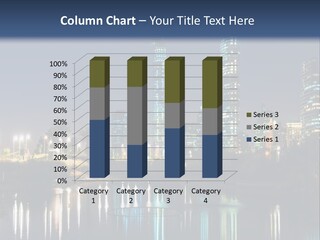 A City At Night With The Lights Of Skyscrapers Reflected In The Water PowerPoint Template