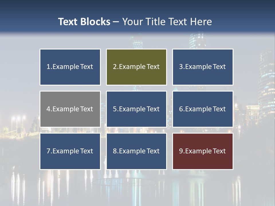 A City At Night With The Lights Of Skyscrapers Reflected In The Water PowerPoint Template