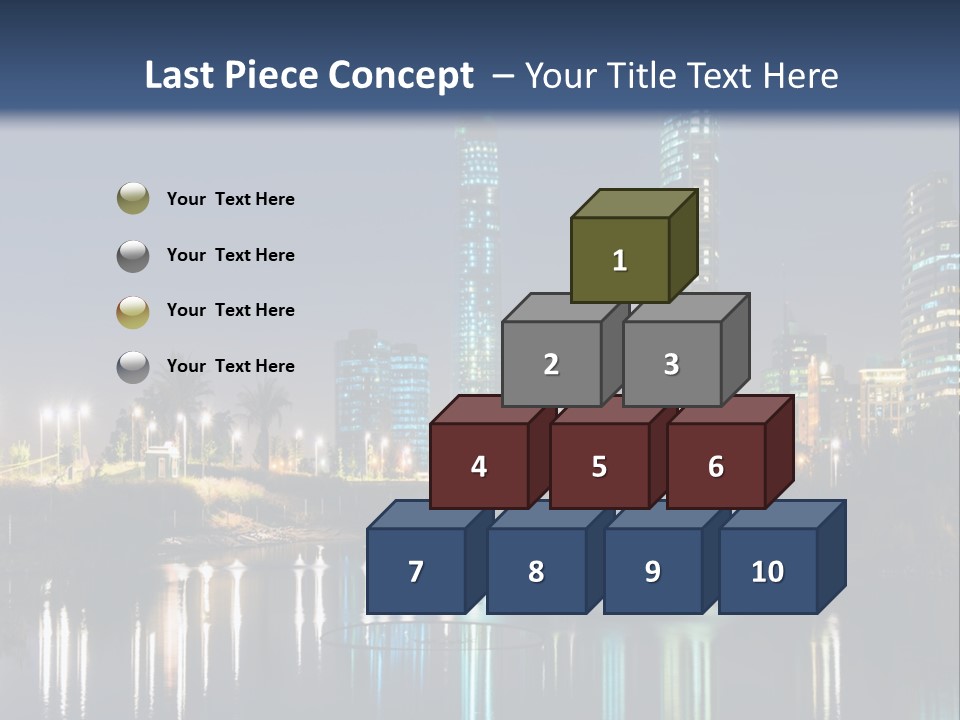 A City At Night With The Lights Of Skyscrapers Reflected In The Water PowerPoint Template