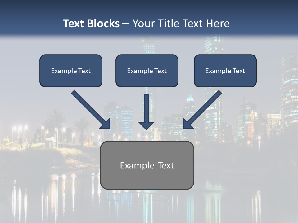 A City At Night With The Lights Of Skyscrapers Reflected In The Water PowerPoint Template