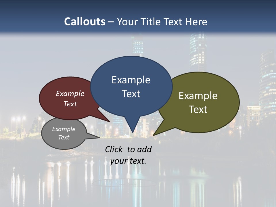 A City At Night With The Lights Of Skyscrapers Reflected In The Water PowerPoint Template