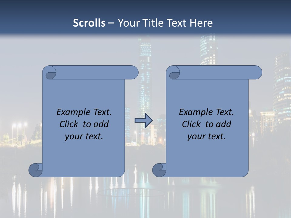 A City At Night With The Lights Of Skyscrapers Reflected In The Water PowerPoint Template