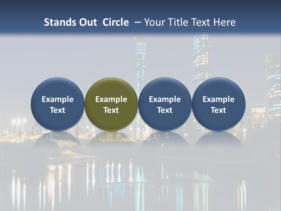 A City At Night With The Lights Of Skyscrapers Reflected In The Water PowerPoint Template