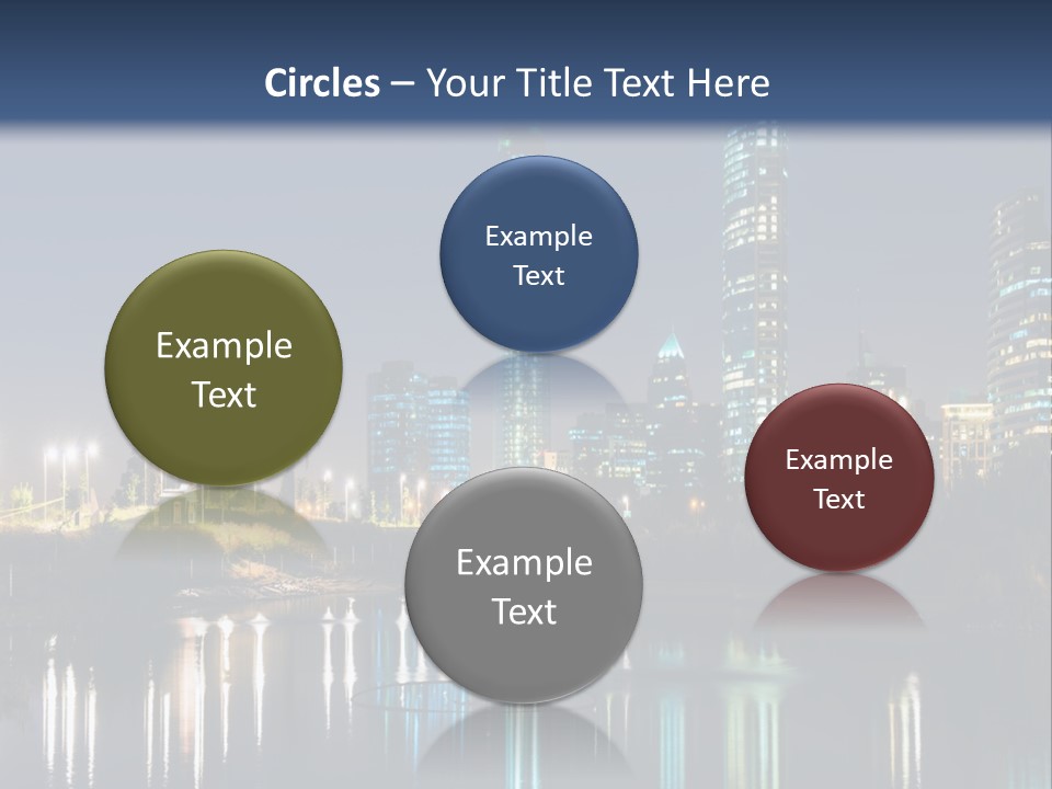A City At Night With The Lights Of Skyscrapers Reflected In The Water PowerPoint Template