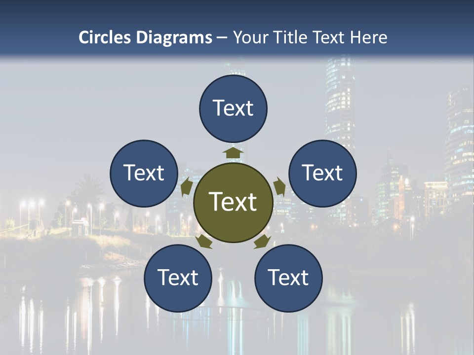A City At Night With The Lights Of Skyscrapers Reflected In The Water PowerPoint Template
