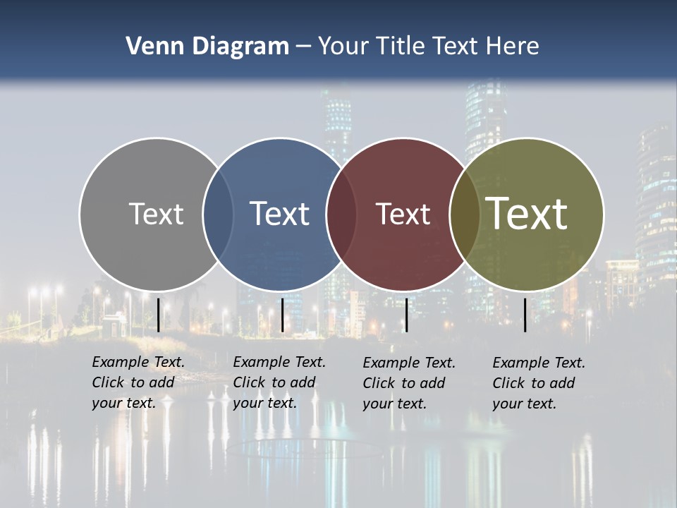 A City At Night With The Lights Of Skyscrapers Reflected In The Water PowerPoint Template