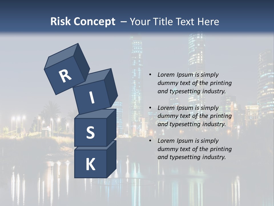 A City At Night With The Lights Of Skyscrapers Reflected In The Water PowerPoint Template
