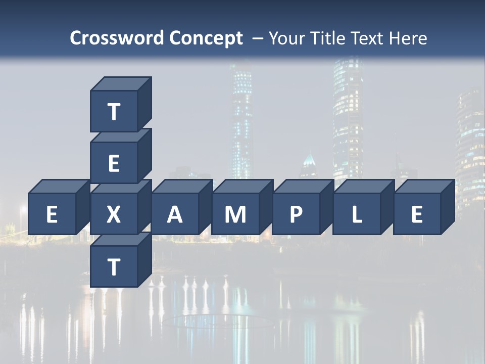 A City At Night With The Lights Of Skyscrapers Reflected In The Water PowerPoint Template
