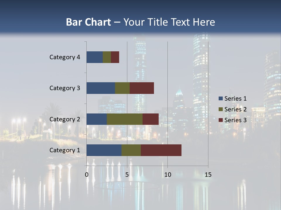 A City At Night With The Lights Of Skyscrapers Reflected In The Water PowerPoint Template