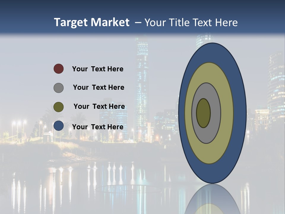 A City At Night With The Lights Of Skyscrapers Reflected In The Water PowerPoint Template