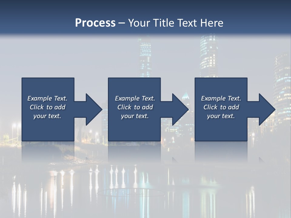 A City At Night With The Lights Of Skyscrapers Reflected In The Water PowerPoint Template