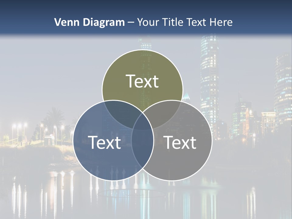 A City At Night With The Lights Of Skyscrapers Reflected In The Water PowerPoint Template