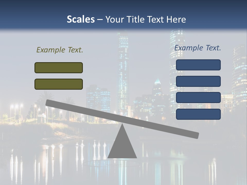 A City At Night With The Lights Of Skyscrapers Reflected In The Water PowerPoint Template