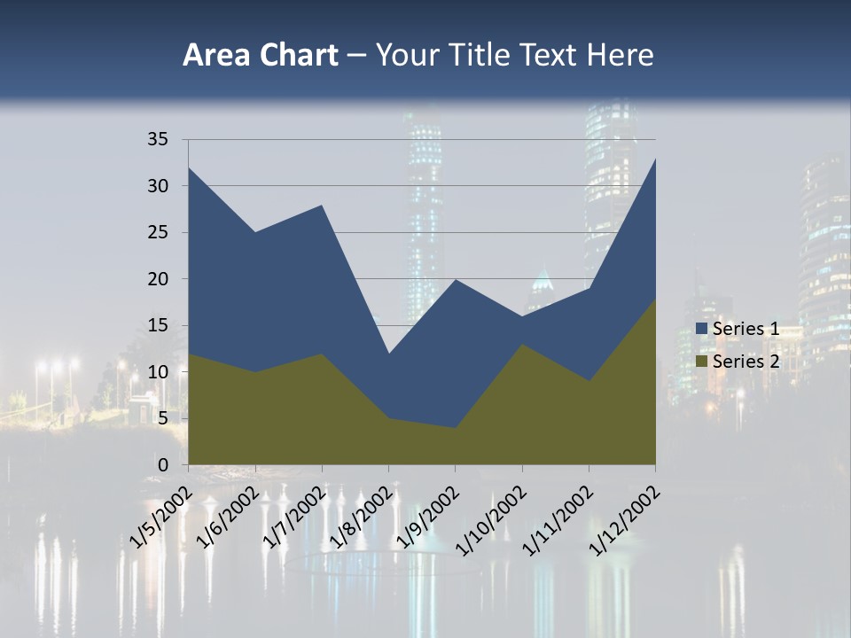 A City At Night With The Lights Of Skyscrapers Reflected In The Water PowerPoint Template