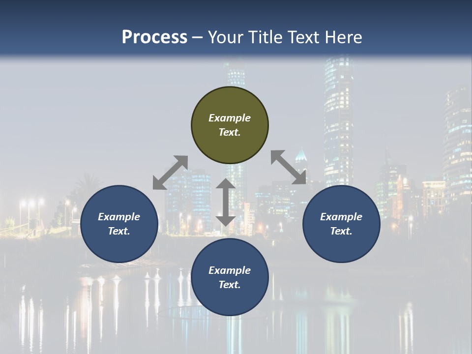 A City At Night With The Lights Of Skyscrapers Reflected In The Water PowerPoint Template
