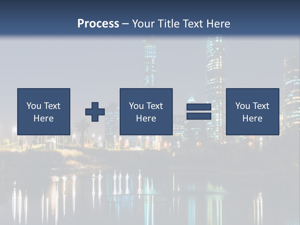 A City At Night With The Lights Of Skyscrapers Reflected In The Water PowerPoint Template
