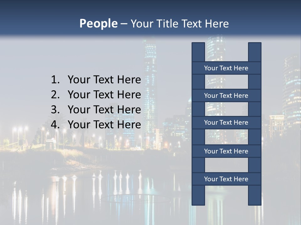 A City At Night With The Lights Of Skyscrapers Reflected In The Water PowerPoint Template