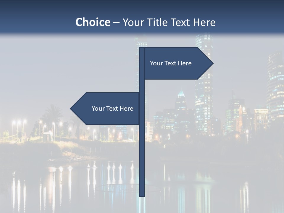 A City At Night With The Lights Of Skyscrapers Reflected In The Water PowerPoint Template