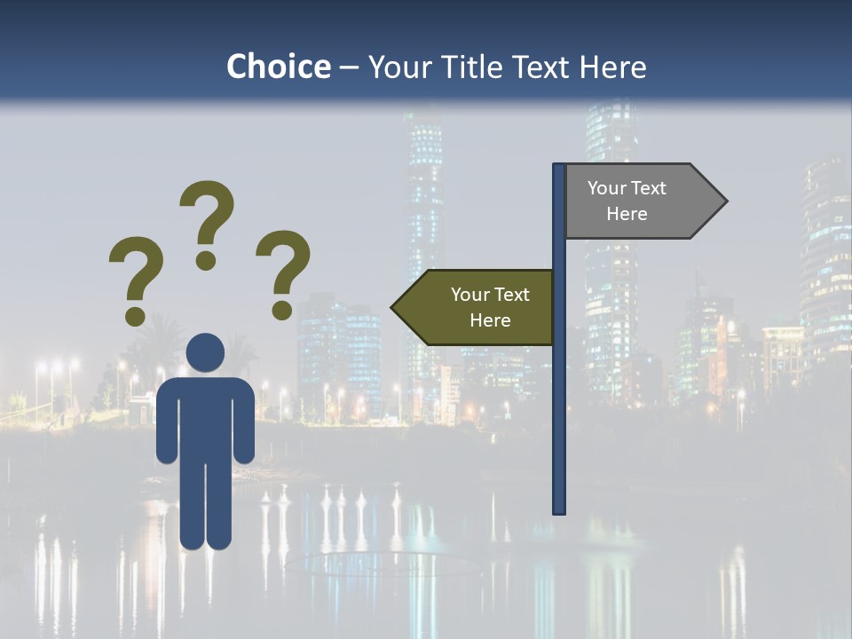 A City At Night With The Lights Of Skyscrapers Reflected In The Water PowerPoint Template
