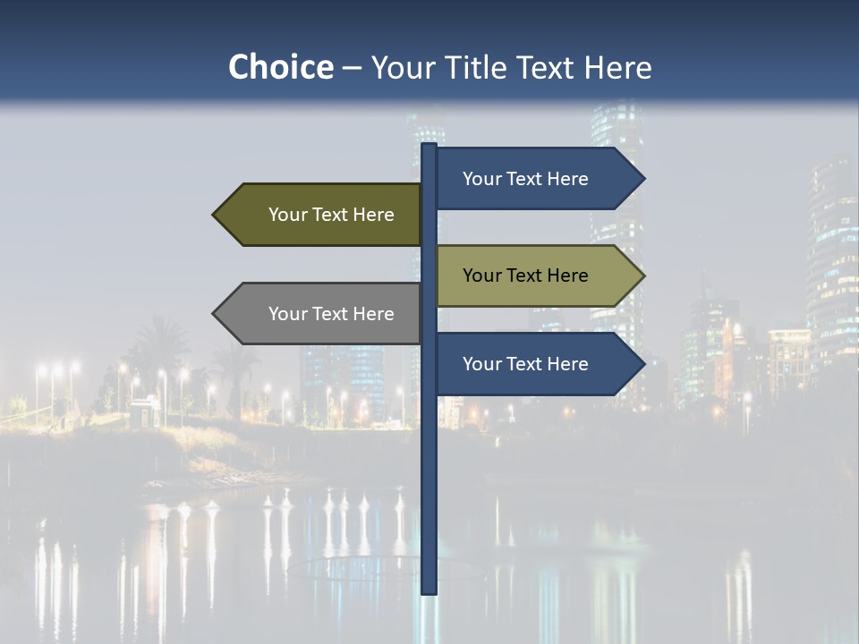 A City At Night With The Lights Of Skyscrapers Reflected In The Water PowerPoint Template