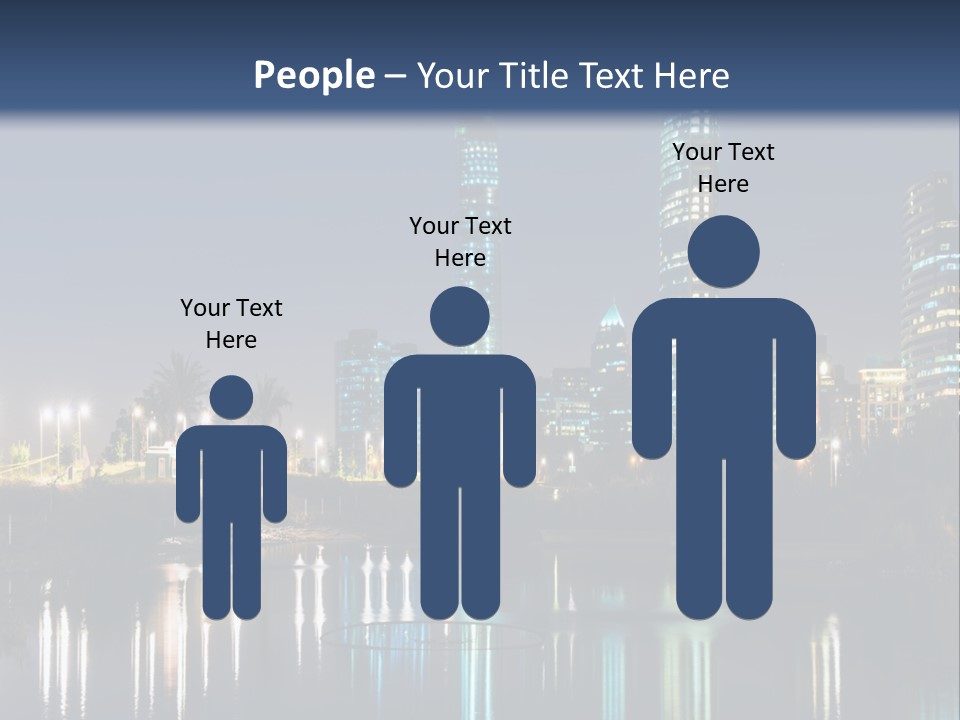 A City At Night With The Lights Of Skyscrapers Reflected In The Water PowerPoint Template