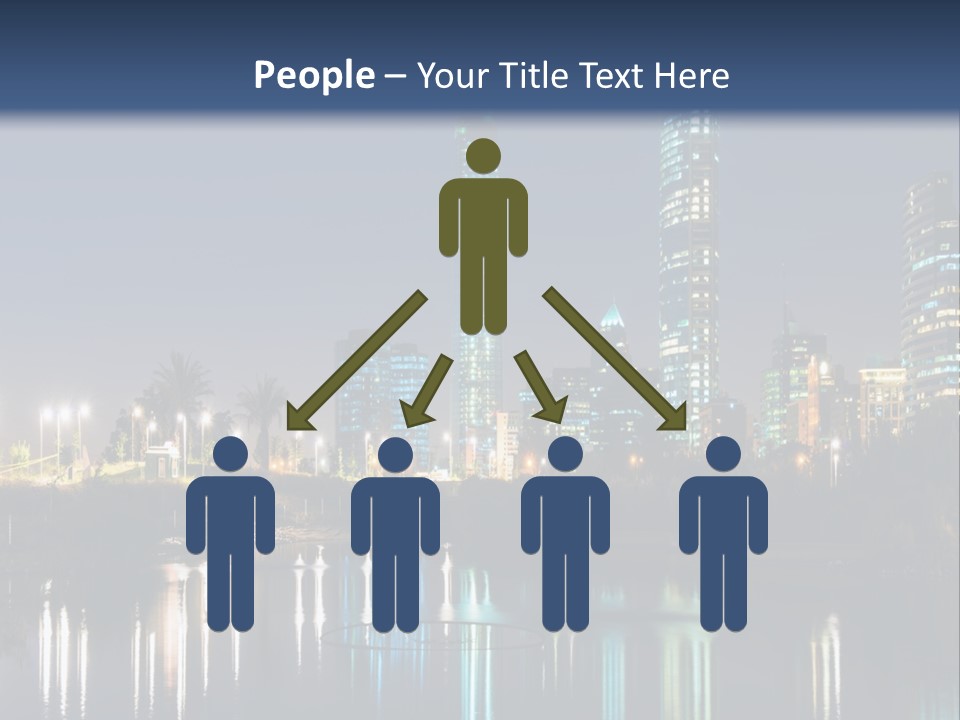 A City At Night With The Lights Of Skyscrapers Reflected In The Water PowerPoint Template