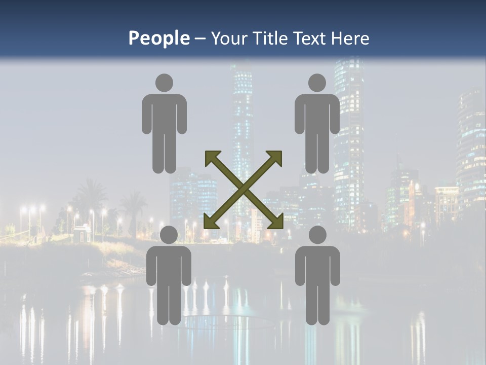 A City At Night With The Lights Of Skyscrapers Reflected In The Water PowerPoint Template