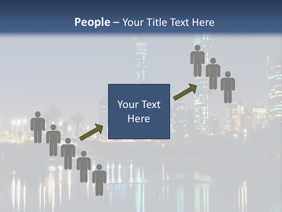 A City At Night With The Lights Of Skyscrapers Reflected In The Water PowerPoint Template