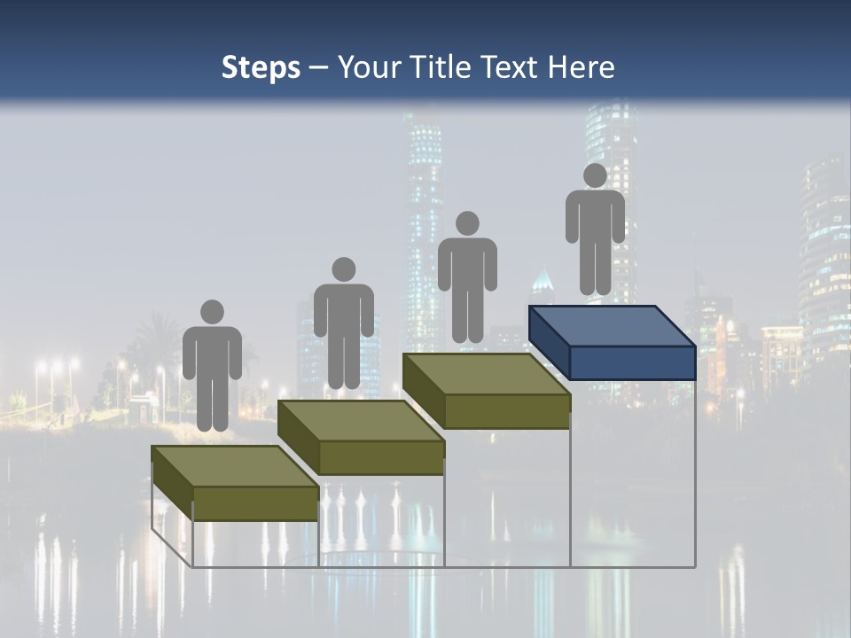 A City At Night With The Lights Of Skyscrapers Reflected In The Water PowerPoint Template