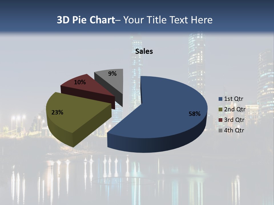 A City At Night With The Lights Of Skyscrapers Reflected In The Water PowerPoint Template