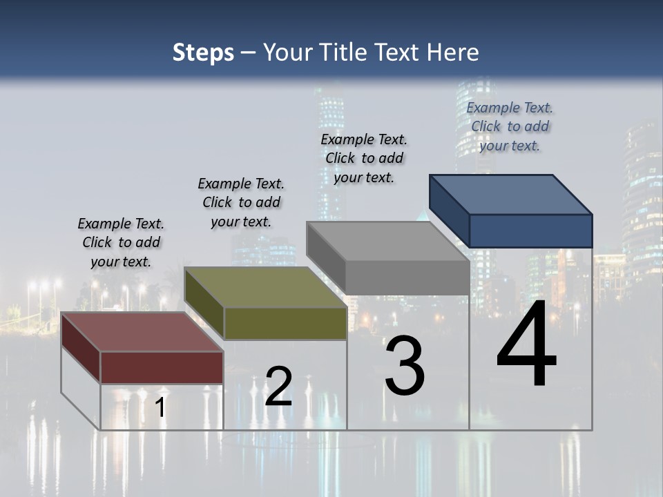 A City At Night With The Lights Of Skyscrapers Reflected In The Water PowerPoint Template