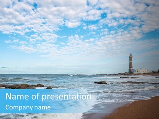 A Picture Of A Lighthouse On The Beach PowerPoint Template