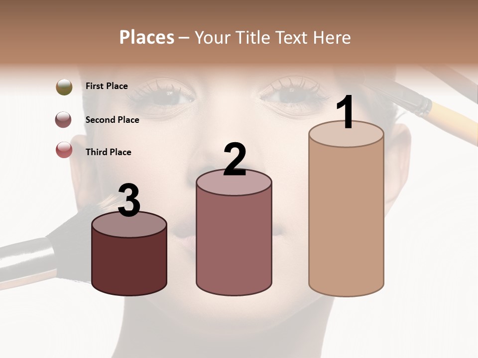 A Woman With Makeup Brushes On Her Face PowerPoint Template