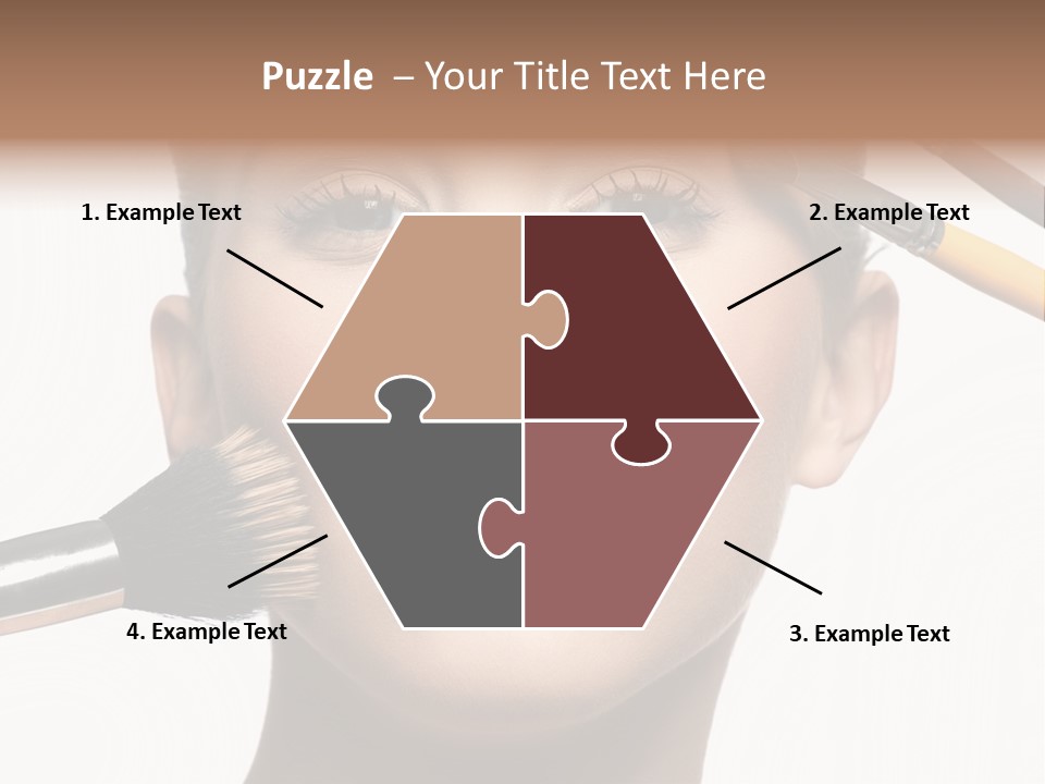 A Woman With Makeup Brushes On Her Face PowerPoint Template