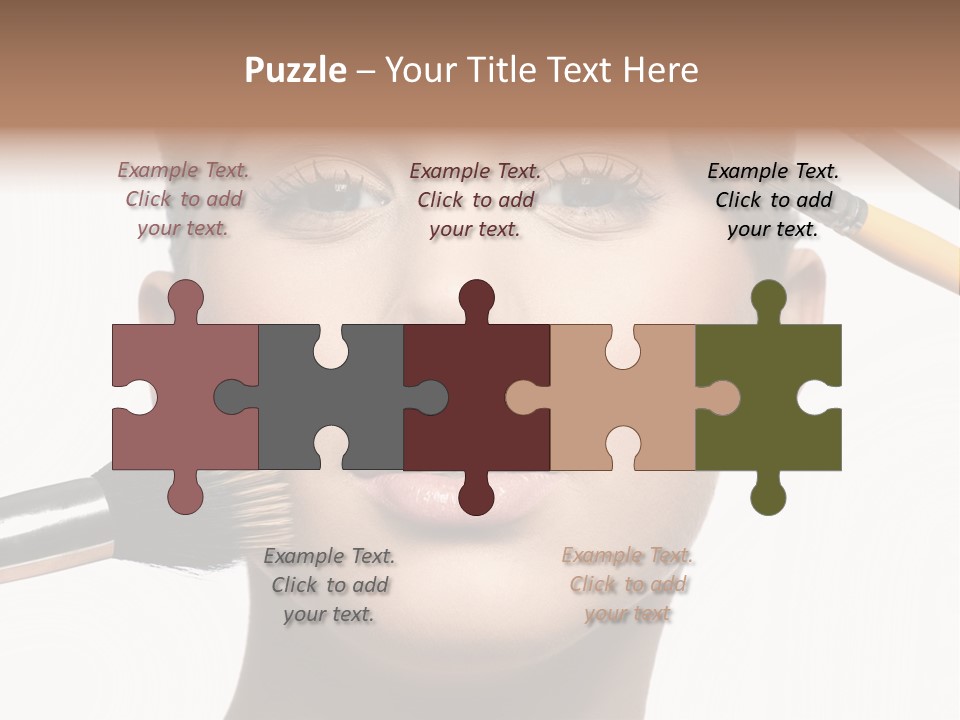 A Woman With Makeup Brushes On Her Face PowerPoint Template