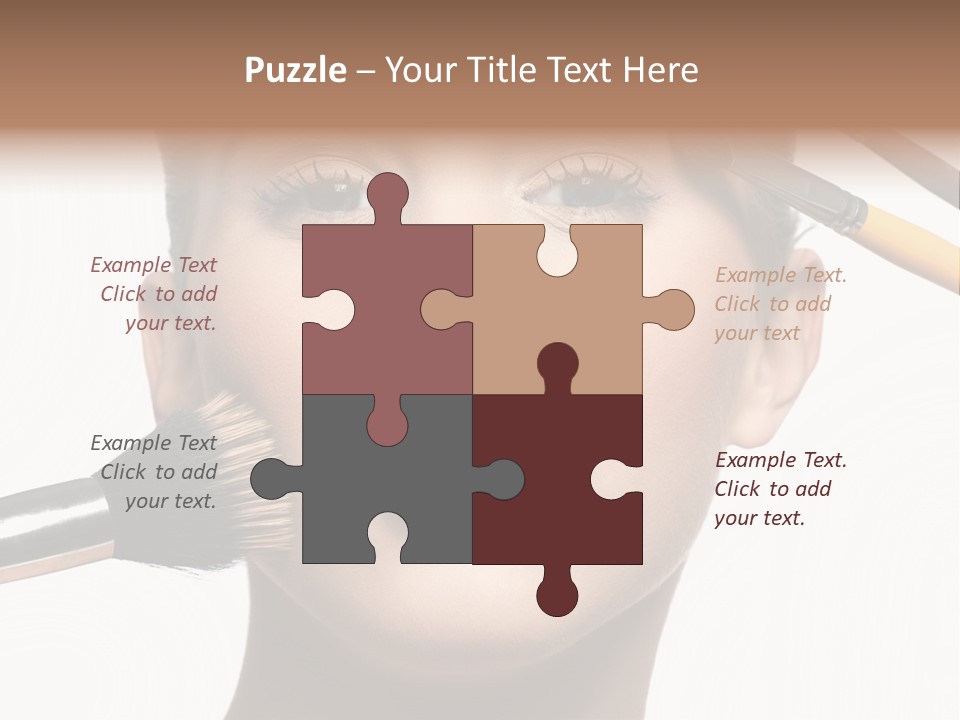 A Woman With Makeup Brushes On Her Face PowerPoint Template