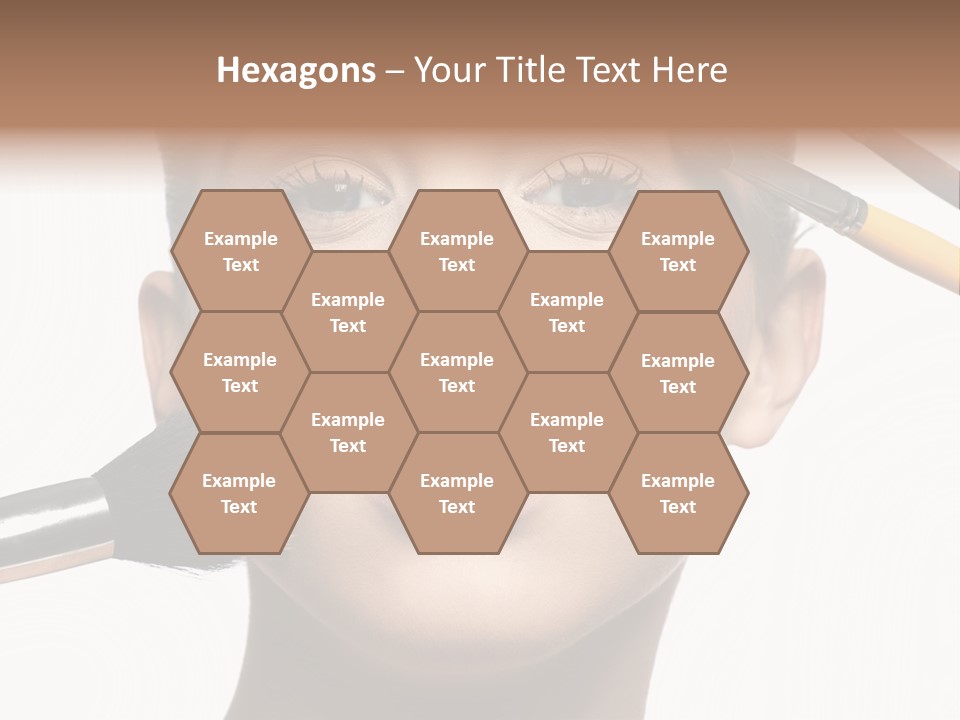 A Woman With Makeup Brushes On Her Face PowerPoint Template