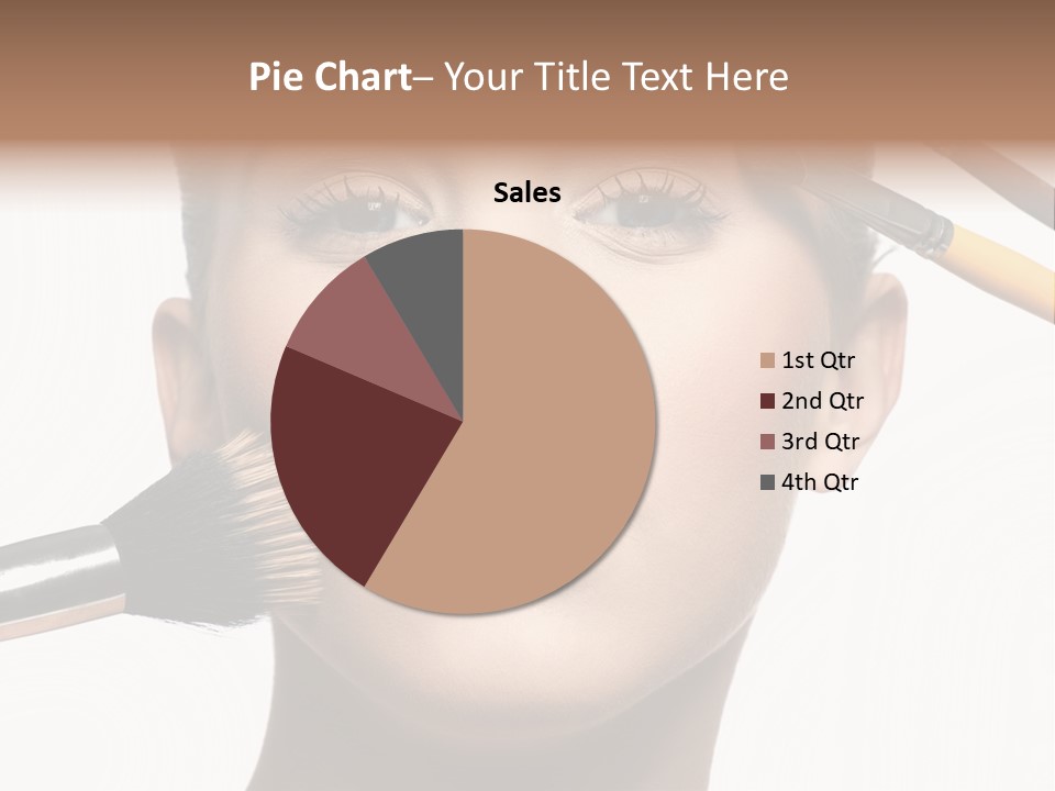 A Woman With Makeup Brushes On Her Face PowerPoint Template