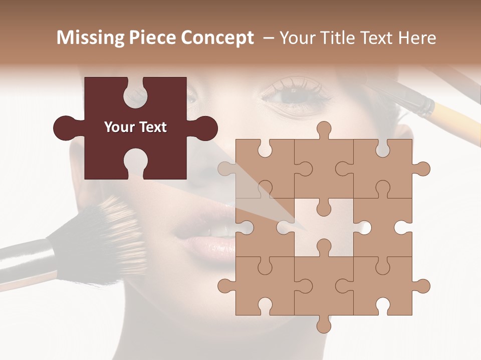 A Woman With Makeup Brushes On Her Face PowerPoint Template