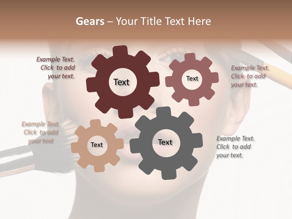 A Woman With Makeup Brushes On Her Face PowerPoint Template