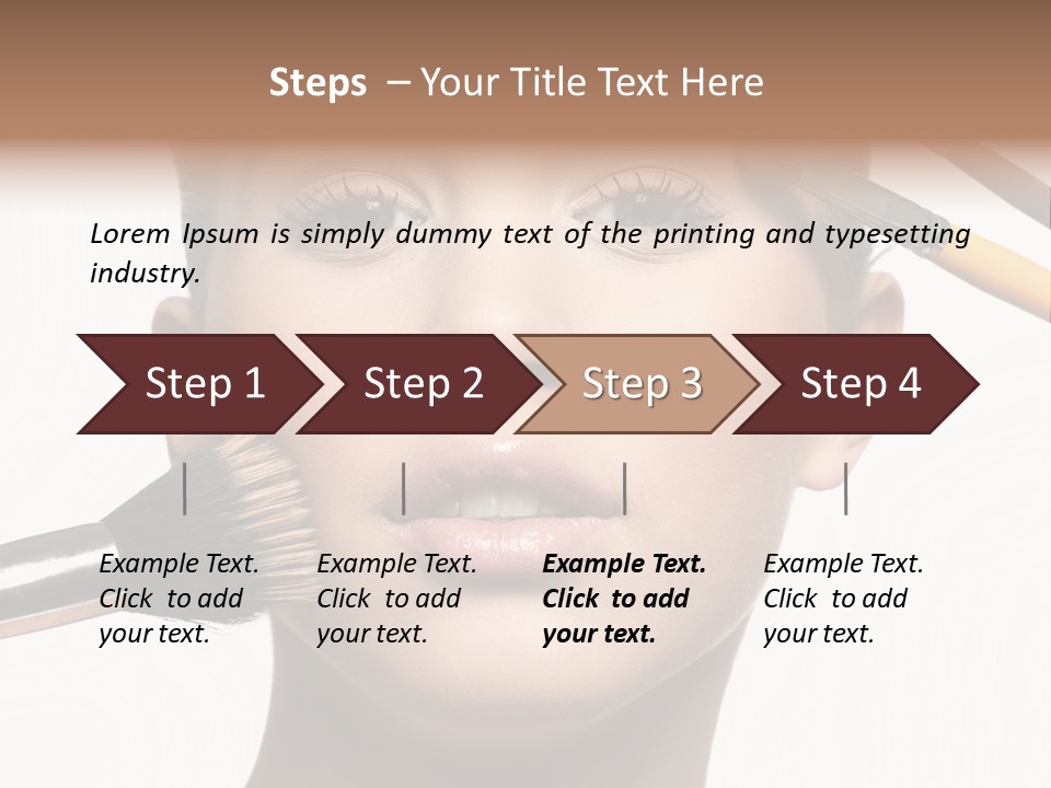 A Woman With Makeup Brushes On Her Face PowerPoint Template