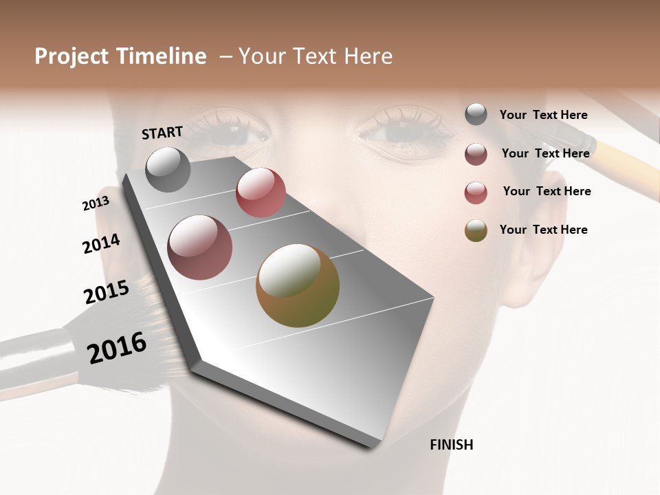 A Woman With Makeup Brushes On Her Face PowerPoint Template