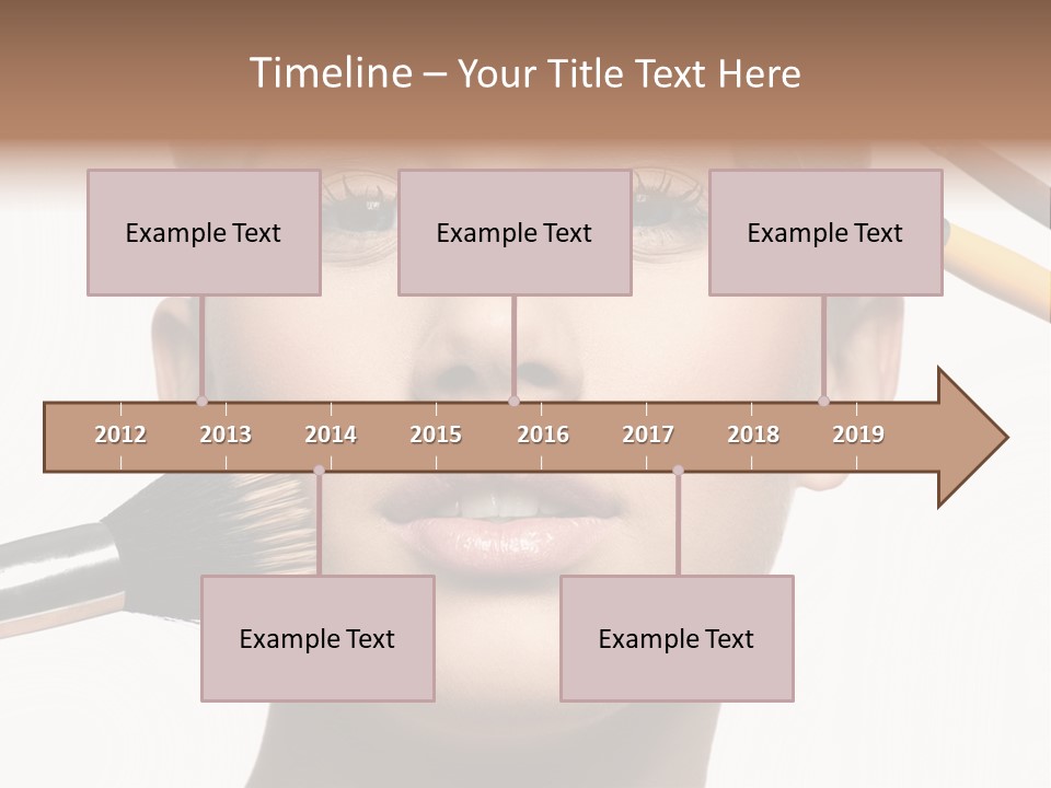 A Woman With Makeup Brushes On Her Face PowerPoint Template