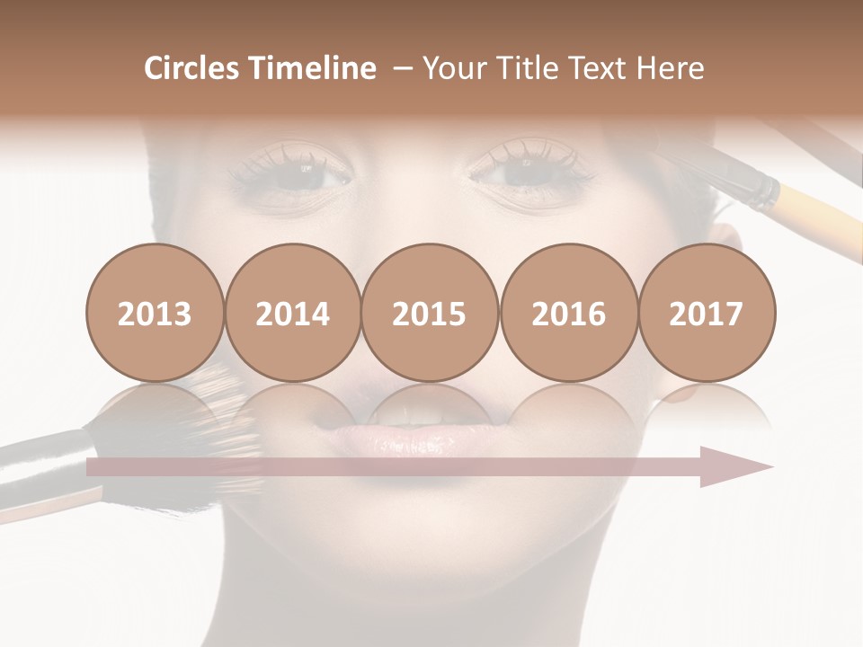 A Woman With Makeup Brushes On Her Face PowerPoint Template