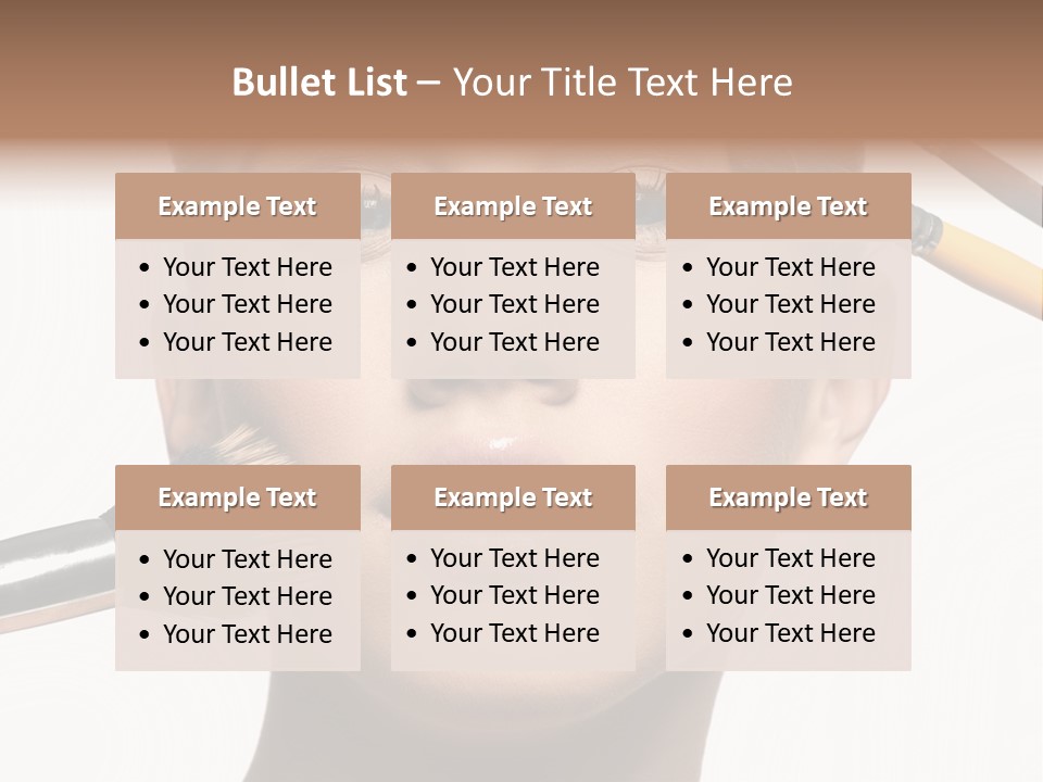 A Woman With Makeup Brushes On Her Face PowerPoint Template