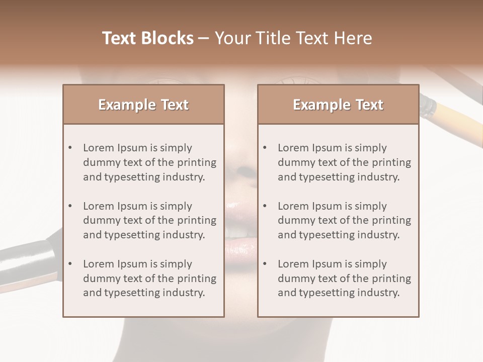A Woman With Makeup Brushes On Her Face PowerPoint Template