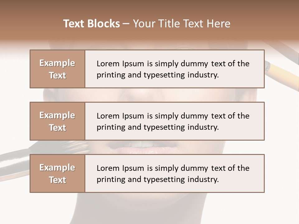 A Woman With Makeup Brushes On Her Face PowerPoint Template
