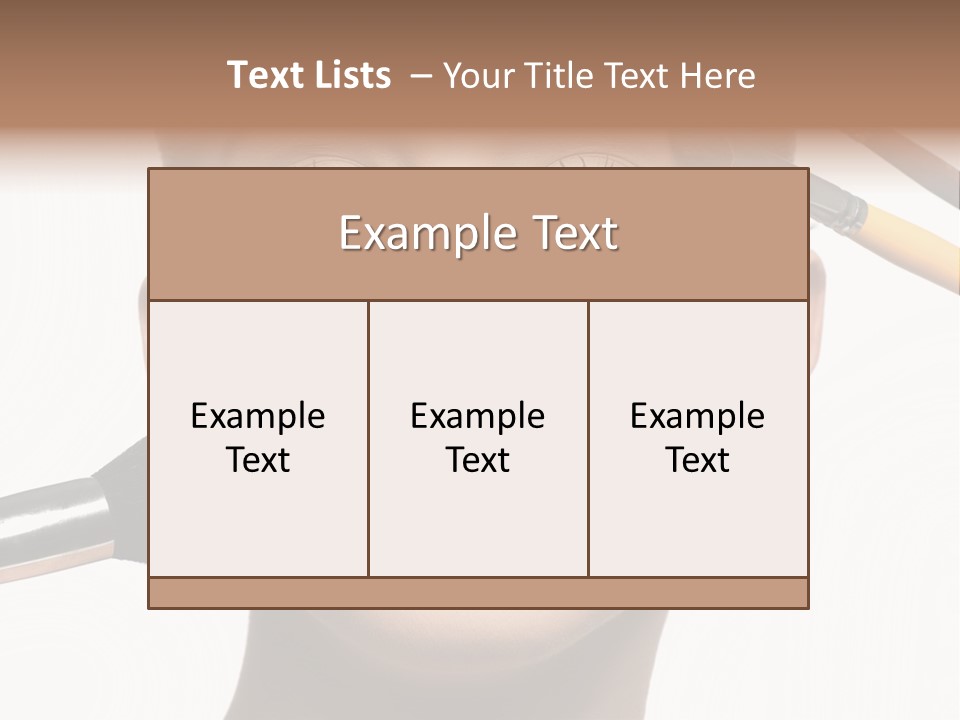 A Woman With Makeup Brushes On Her Face PowerPoint Template